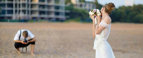 Beach Wedding Photograph bride on beach