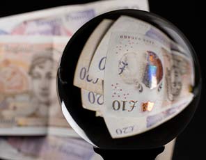 crystal ball and British pounds