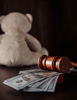 Will and Testament Codicil teddy bear, money and gavel