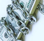 money chained up