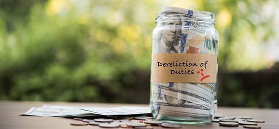 jar with money for dereliction of duties