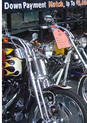 motorcycles on display