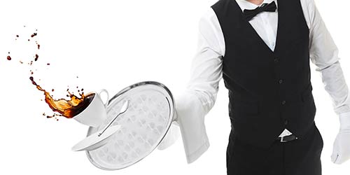 waiter spilling coffee